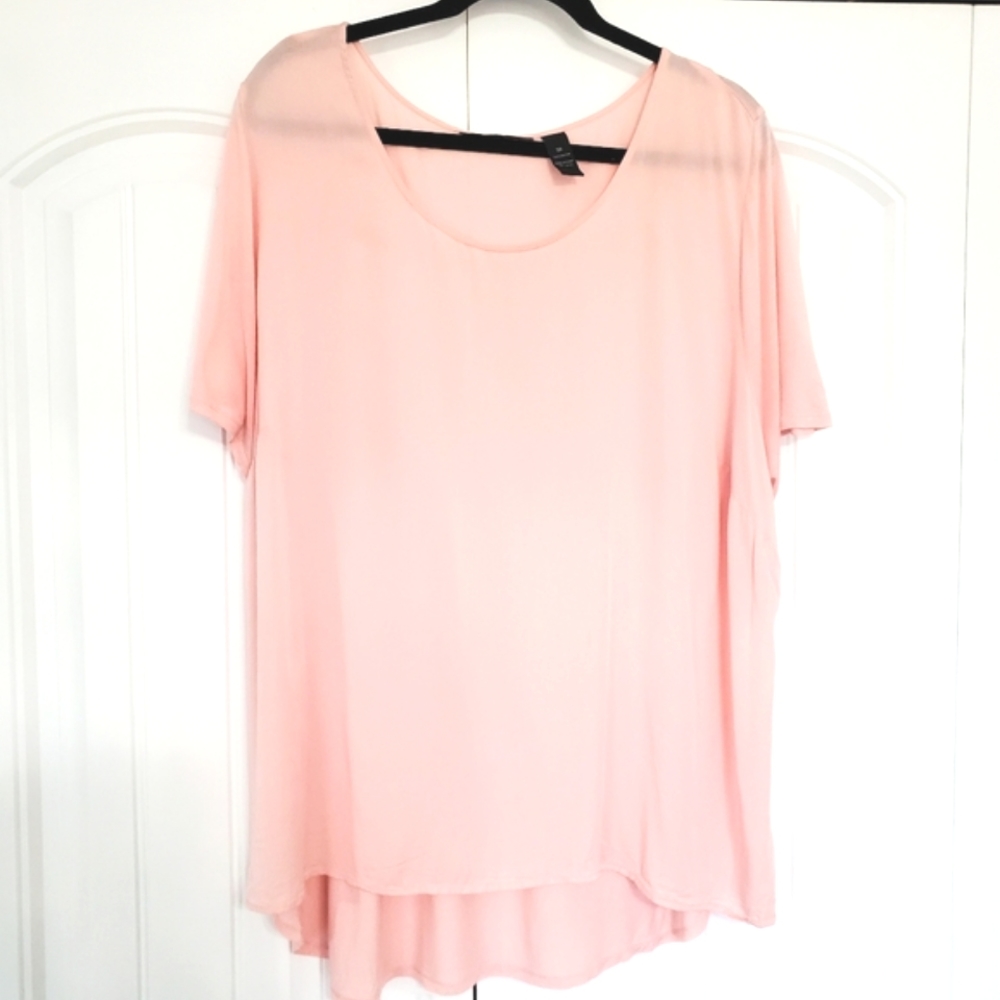 New INC Hi Low Rayon Baby Pink Tunic Top Size 3X